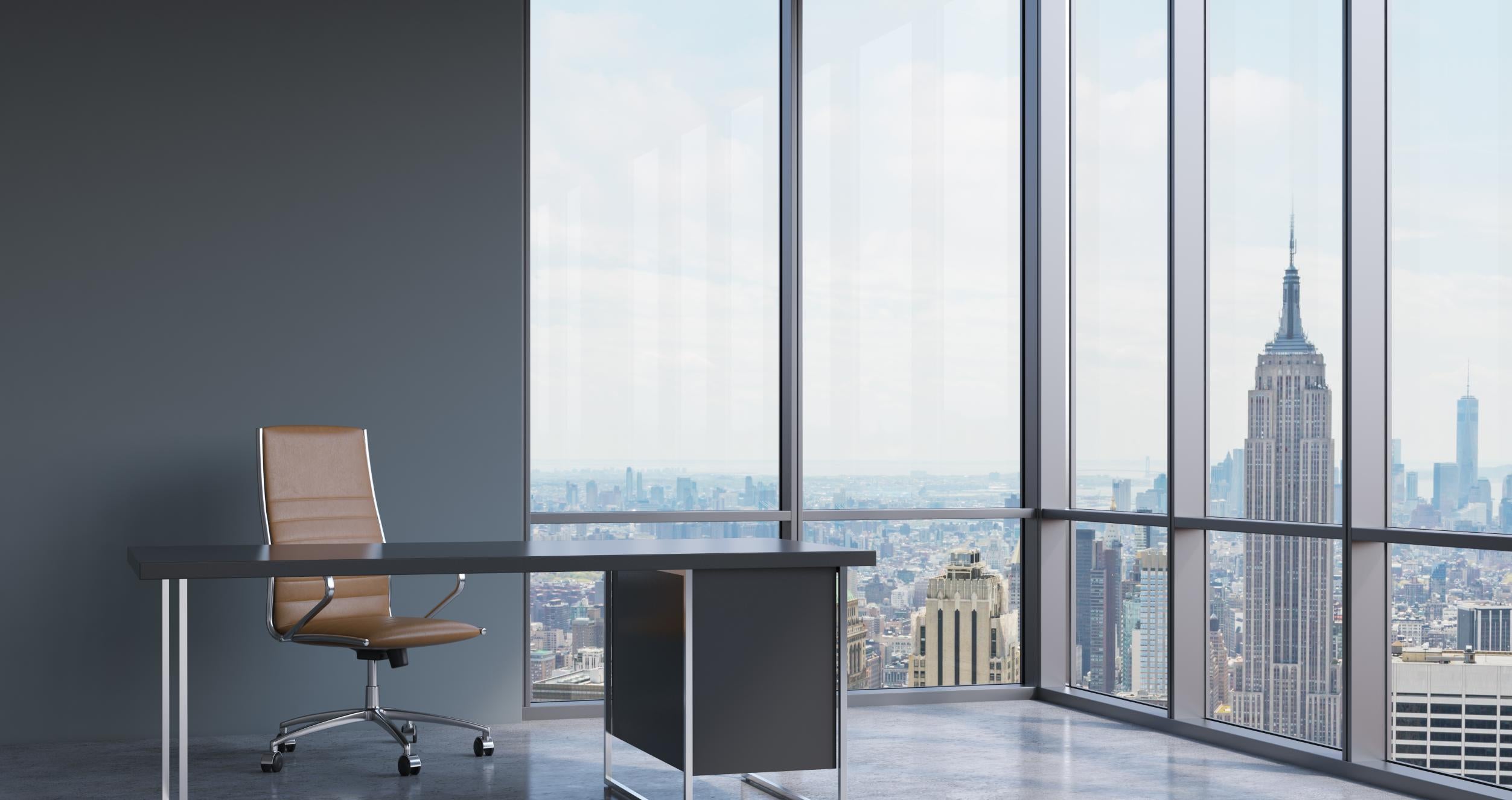 An office overlooking the New York City skyline