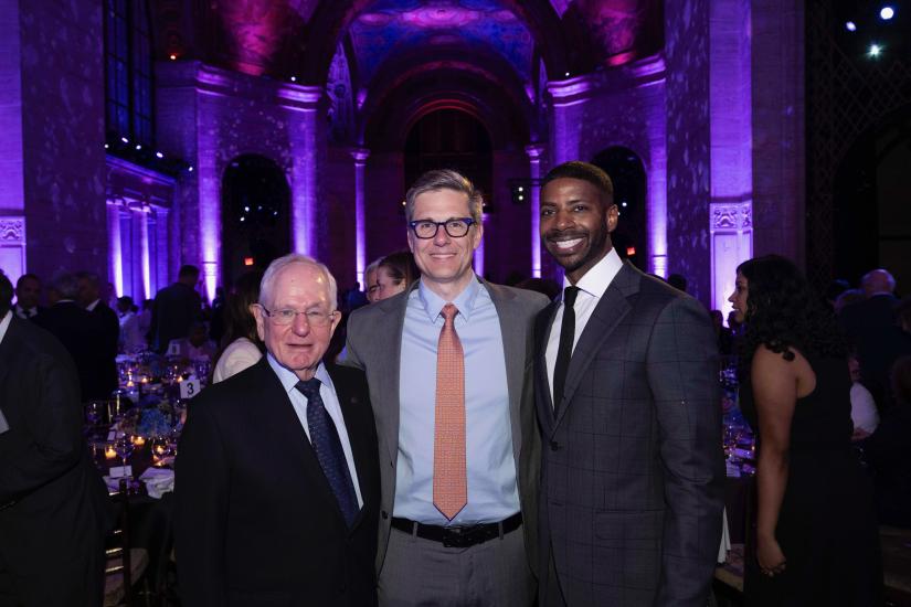Interim Dean J.P. Eggers (center) with Haskins honorees, Bruce Berger (BS ‘66) (left) and Tony Watkins (MBA ‘11) (right)